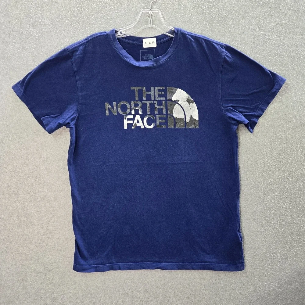 The North Face Men Shirt Medium Blue Magnolia Half Dome Logo Short Sleeve Tee‎